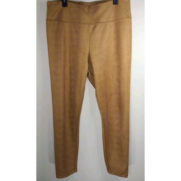 Catherine Malandrino Faux Leather Womens XL Tan Camel Leggings Snake Skin - Picture 1 of 6